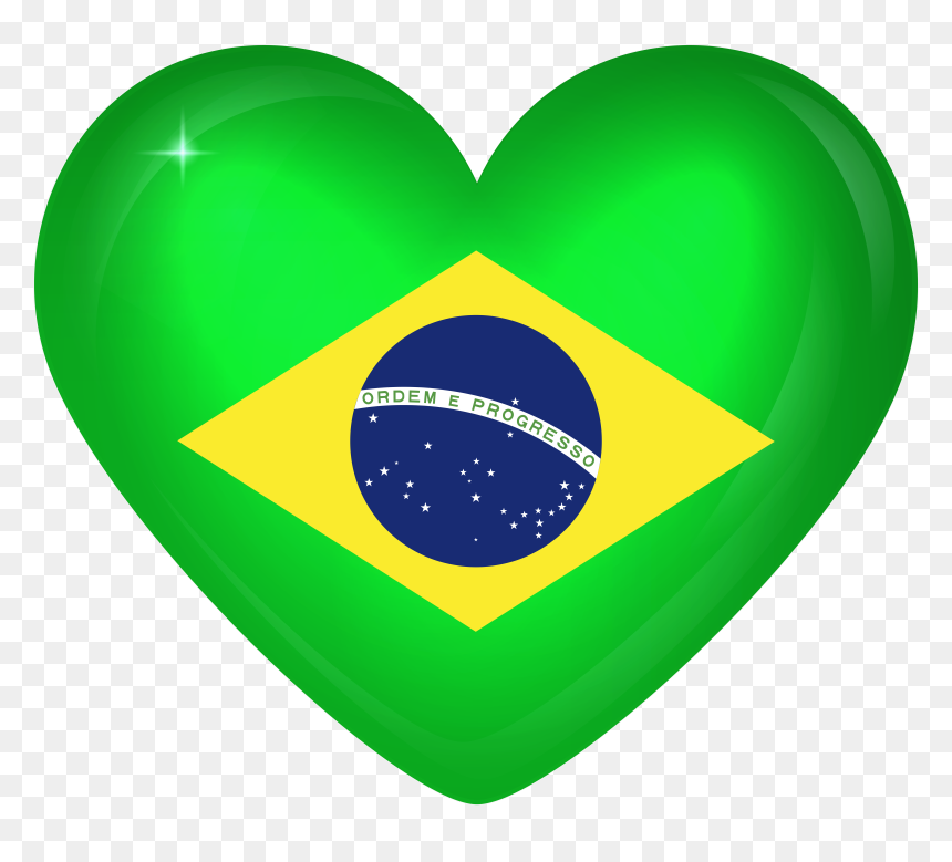 Brazil Flag Heart Png, Transparent Png - american flag heart png