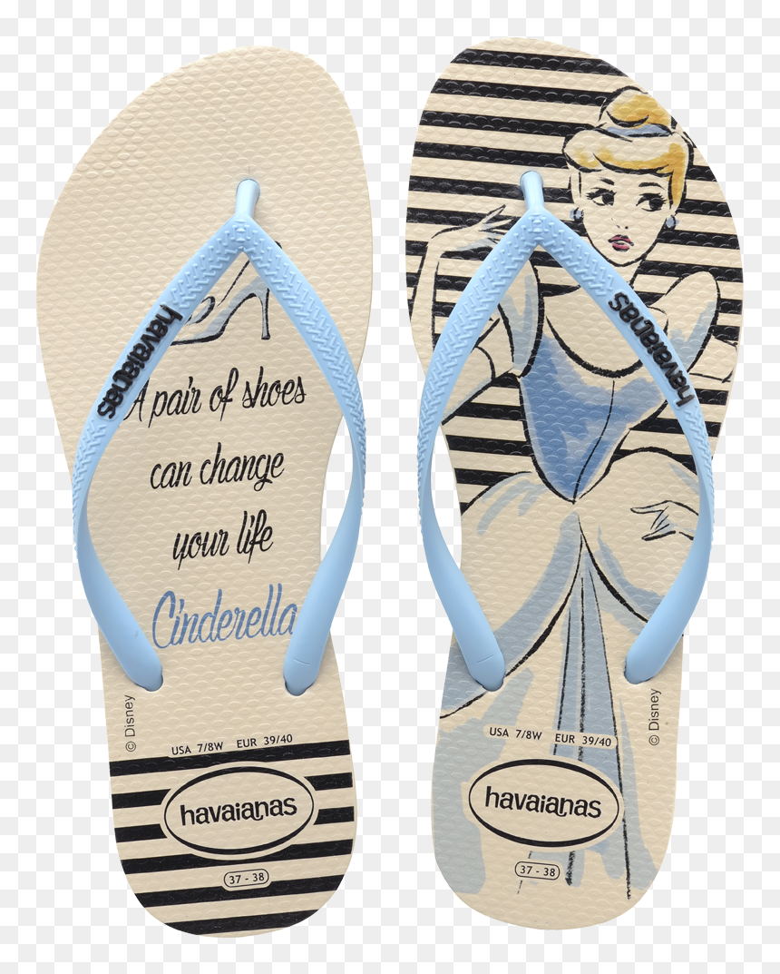 Cinderella Flip Flops - Havaianas Slim Princess Disney, HD Png Download - cinderella shoes png