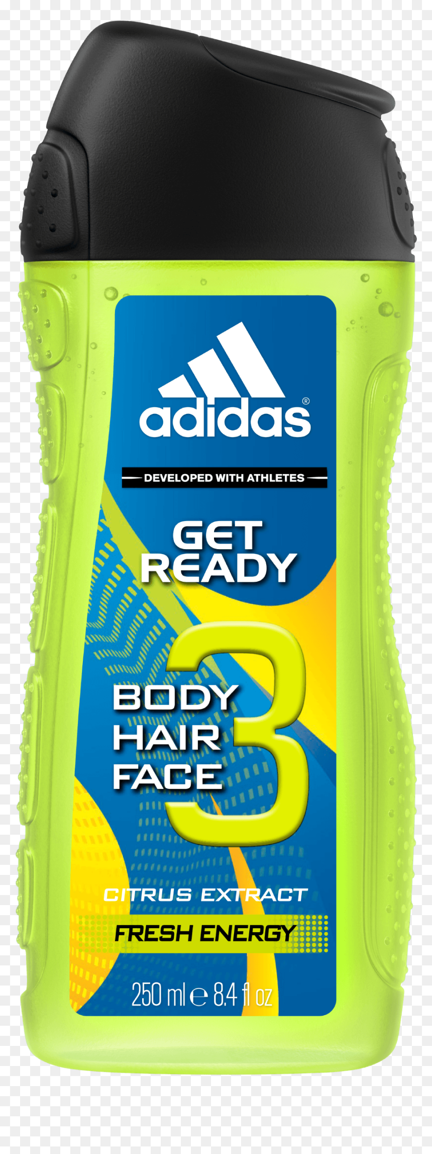 Get Ready 3in1 Body, Hair And Face Shower Gel For Him - Shower Gel Adidas Men, HD Png Download - body hair png