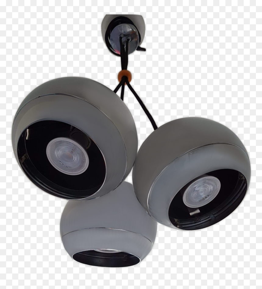 3 Ball Hanging Chrome And Black Textile Cables With - Circle, HD Png Download - chrome ball png