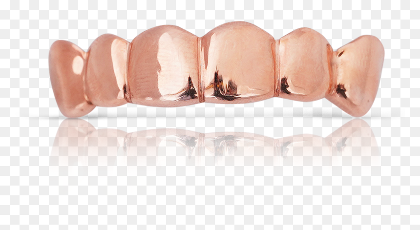 Polished Solid Rose Gold Teeth - Ring, HD Png Download - teeth grill png