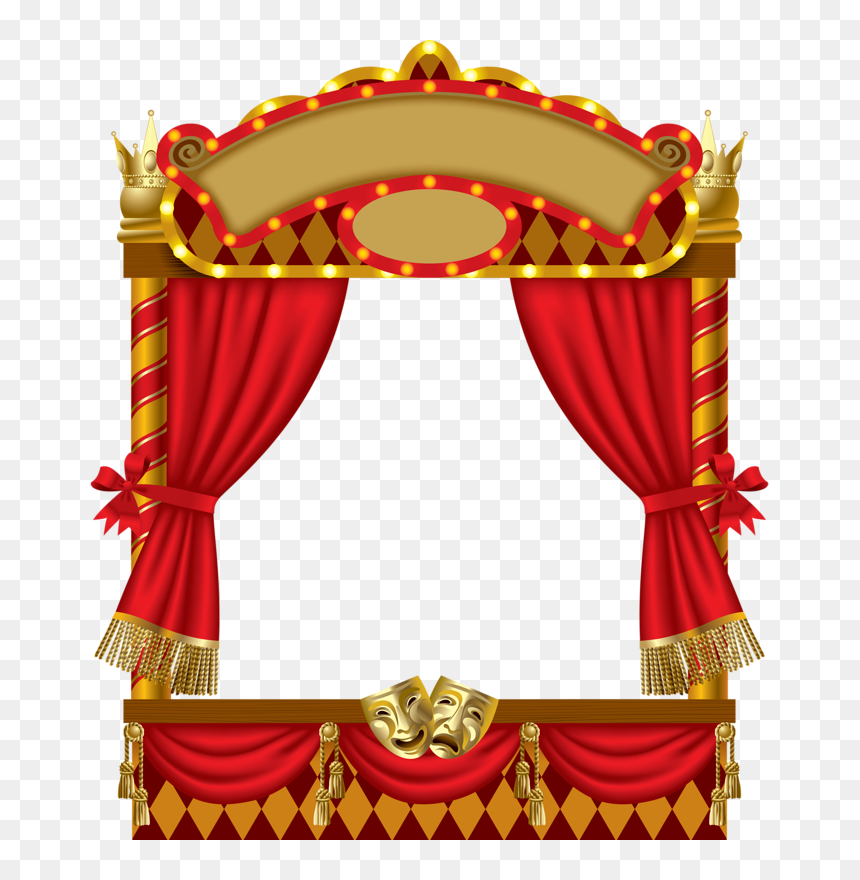 Transparent Gold Curtains Png - Puppet Stage, Png Download - theatre curtain png