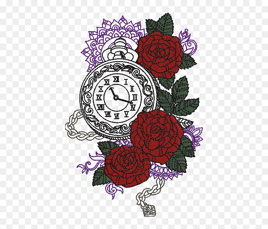 Rose Embeoidery Design, HD Png Download - steampunk clock png