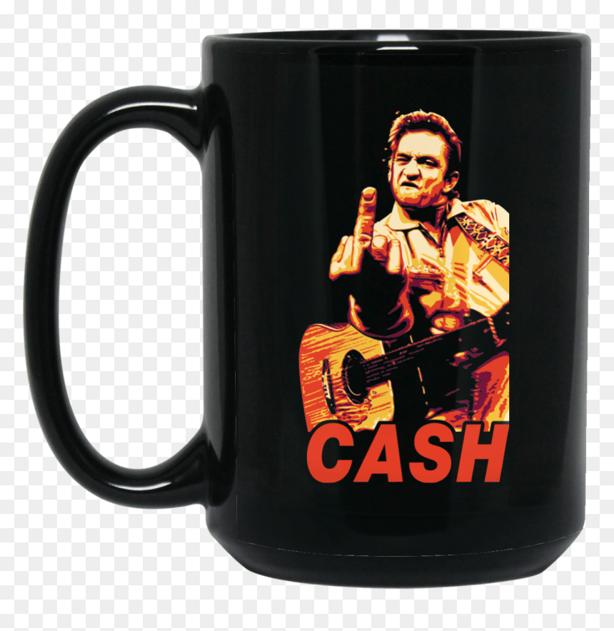 White Fan Shop Funny Johnny Cash Ceramics Coffee Mug - Johnny Cash Middle Finger Poster, HD Png Download - johnny cash png