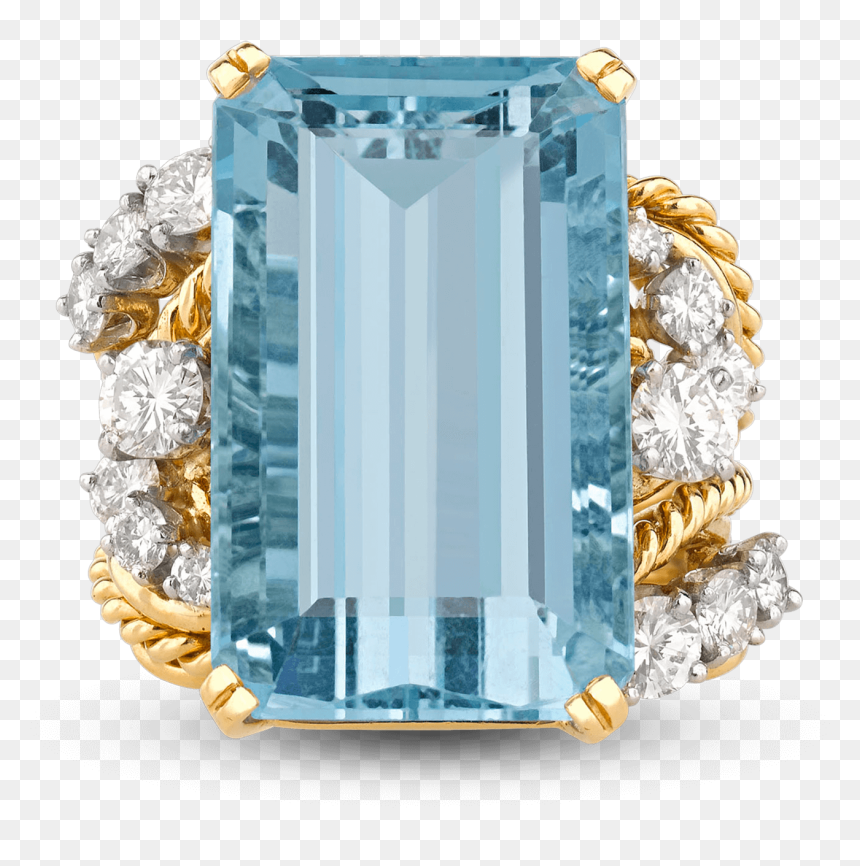 Aquamarine And Diamond Ring,, HD Png Download - aquamarine png