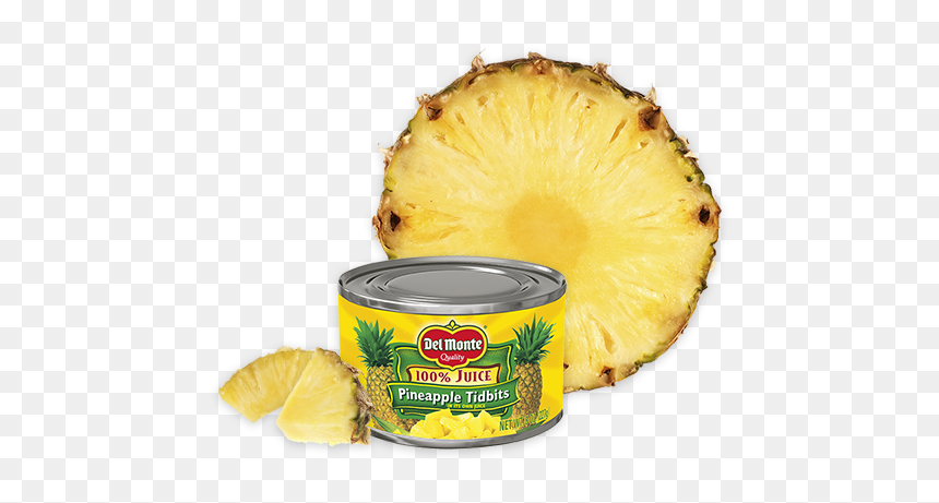 Pineapple Tidbits In 100% Juice - Del Monte Crushed Pineapple In 100% Juice, HD Png Download - pineapple slices png
