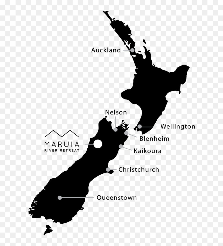Map Black Of Nz Mrr - New Zealand Climate 2018, HD Png Download - river silhouette png