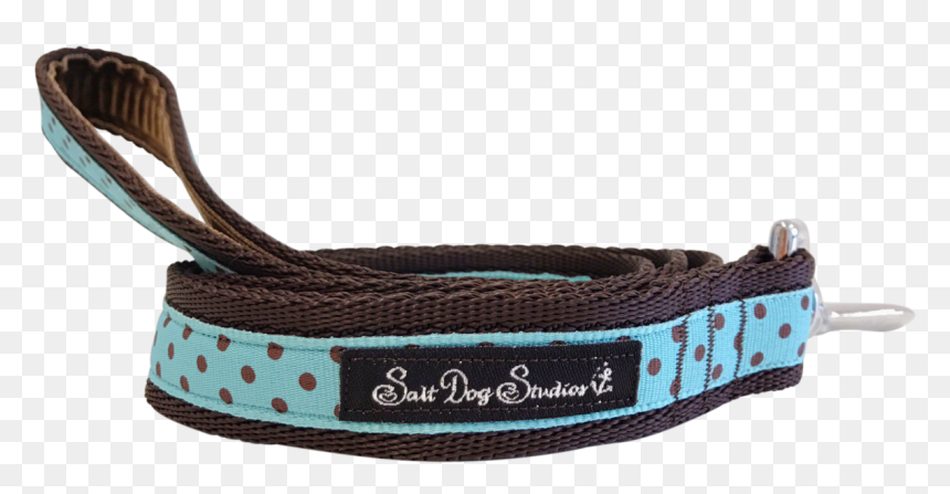 Classic Brown On Aqua Polka Dot Ribbon Dog Lead - Belt, HD Png Download - brown ribbon png