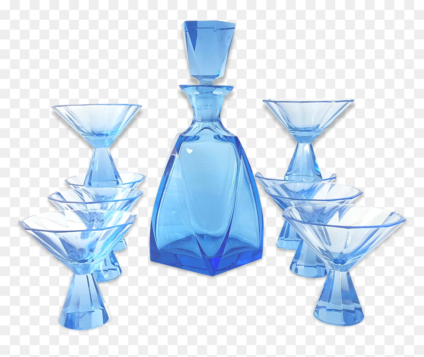 Art Deco Vintage Blue Crystal Liquor Service"
 Src="https, HD Png Download - blue crystal png