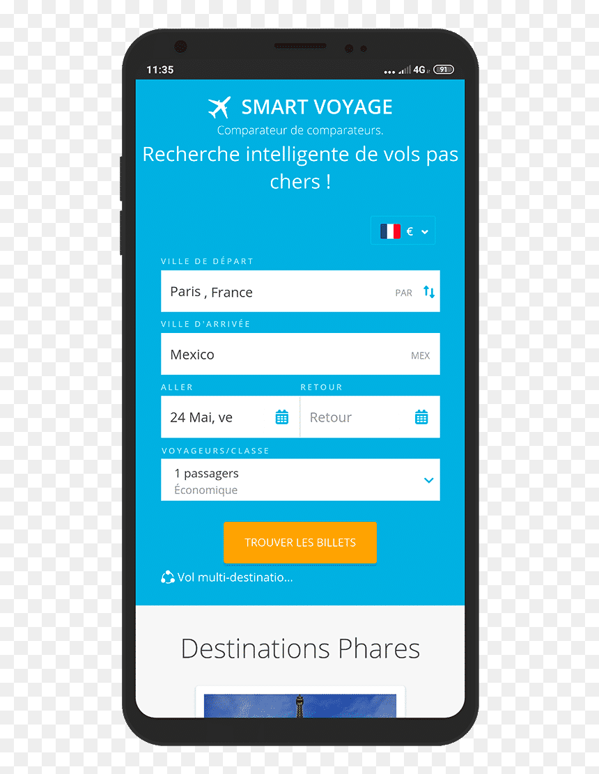 Comparateur De Vol Smartvoyage - Android Application Package, HD Png Download - drapeau français png