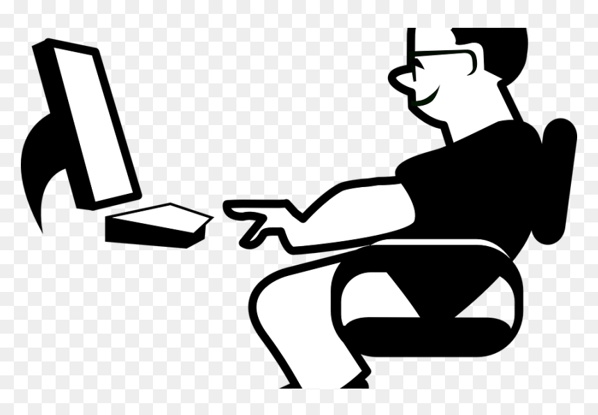 Graphic Free Library Neck Pain Prevention With Posture - Man Using Computer Clipart Png, Transparent Png - guy sitting png