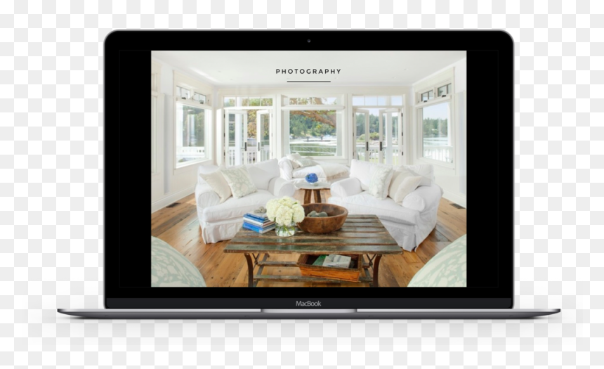 Nick Presentation 6 Macbook Mockup - Transitional Coastal Living Room, HD Png Download - macbook mockup png
