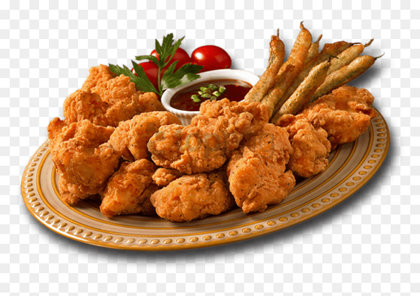 Transparent Cooked Steak Clipart - Fried Chicken Plate Png, Png Download - cooked meat png