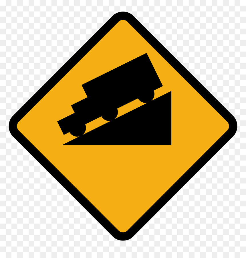 Slope Downhill Lorry Truck Road - Truck On Triangle Sign, HD Png Download - truck vector png