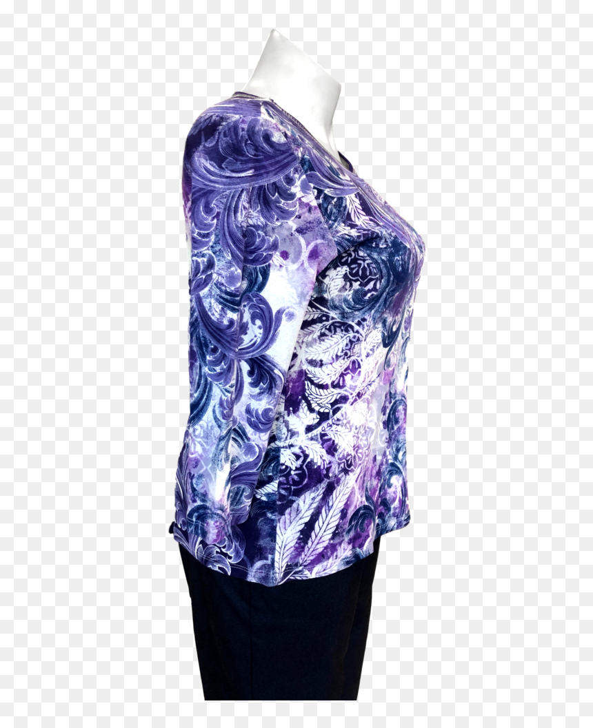 3/4 Sleeve Printed Cotton Tee In Purple Sparkle - Blouse, HD Png Download - purple sparkle png