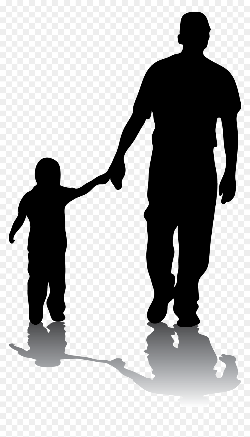 Father Silhouette Son Daughter Family - Happy Father's Day 2011, HD Png Download - kid walking png