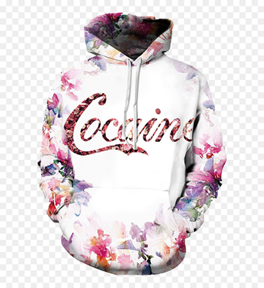 Men Hoodie White Flower, HD Png Download - cocaine png