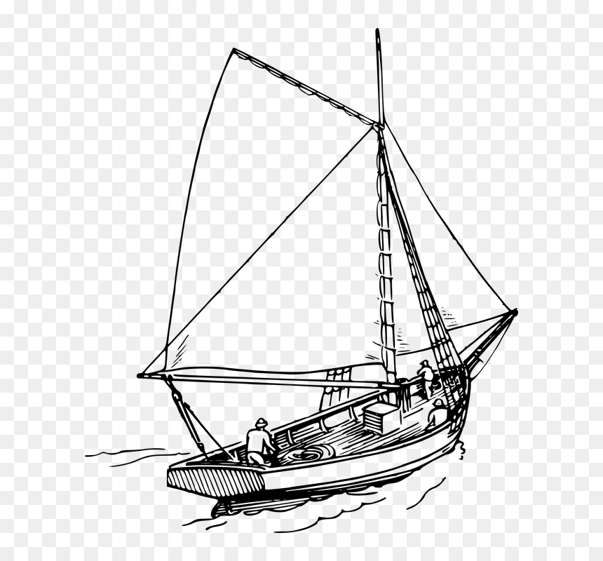 Transparent Yacht Clipart Black And White - Transparent Sailboat Drawing, HD Png Download - sail png