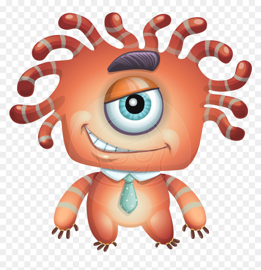 Octopus Monster Cartoon Vector Character Aka Mister - Cartoon, HD Png Download - octopus tentacle png