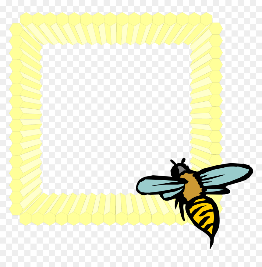 Transparent Honeycomb Clipart Black And White - Frame Honey Bee Png, Png Download - bee.png