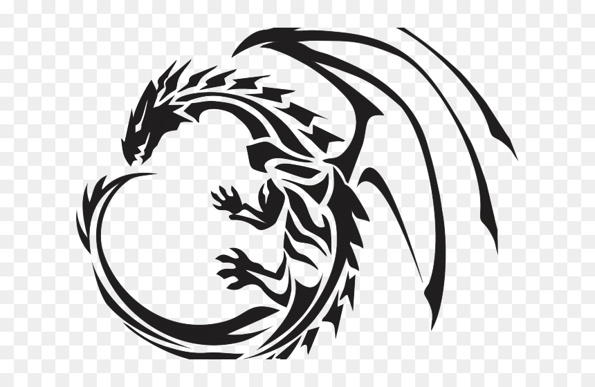 Dragon Tribal Tattoo, HD Png Download - knife tattoo png