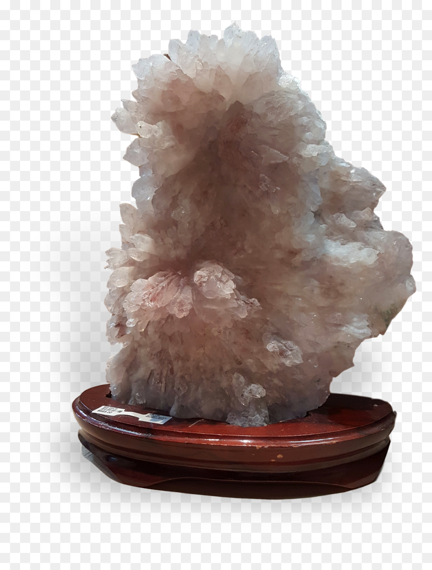 Pink Amethyst Quartz Crystal On Wood Base - Crystal, HD Png Download - quartz crystal png
