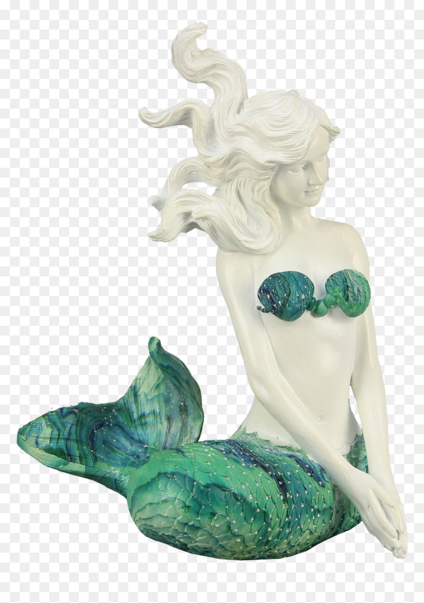 Sitting Mermaid With Swirl Tail - Carving, HD Png Download - green swirl png