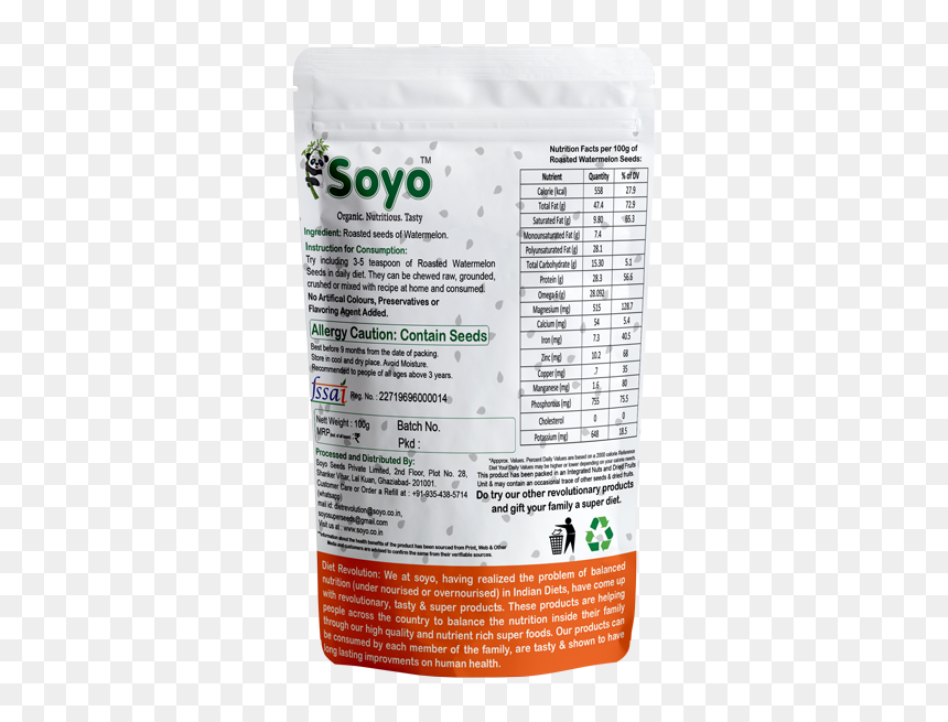 Soyo Chia Seeds Diet Revolution, HD Png Download - watermelon seed png