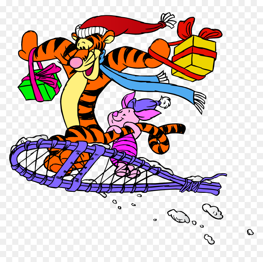 Tigger And Piglet Christmas Png Clip Art, Transparent Png - christmas clip art png
