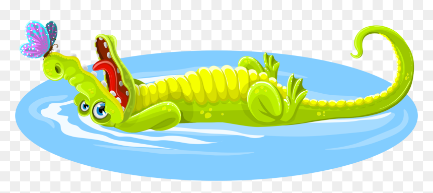 Larva,insect,crocodile - Krokodil Ligt In Het Water, HD Png Download - cartoon alligator png