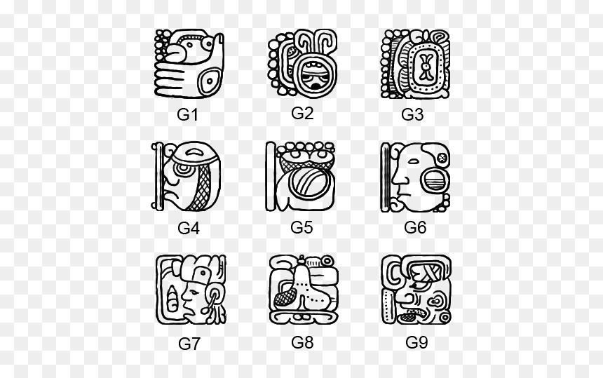 Lord Of The Nigh Glyphs - Mayan Lord Of Night Glyphs, HD Png Download - mayan calendar png