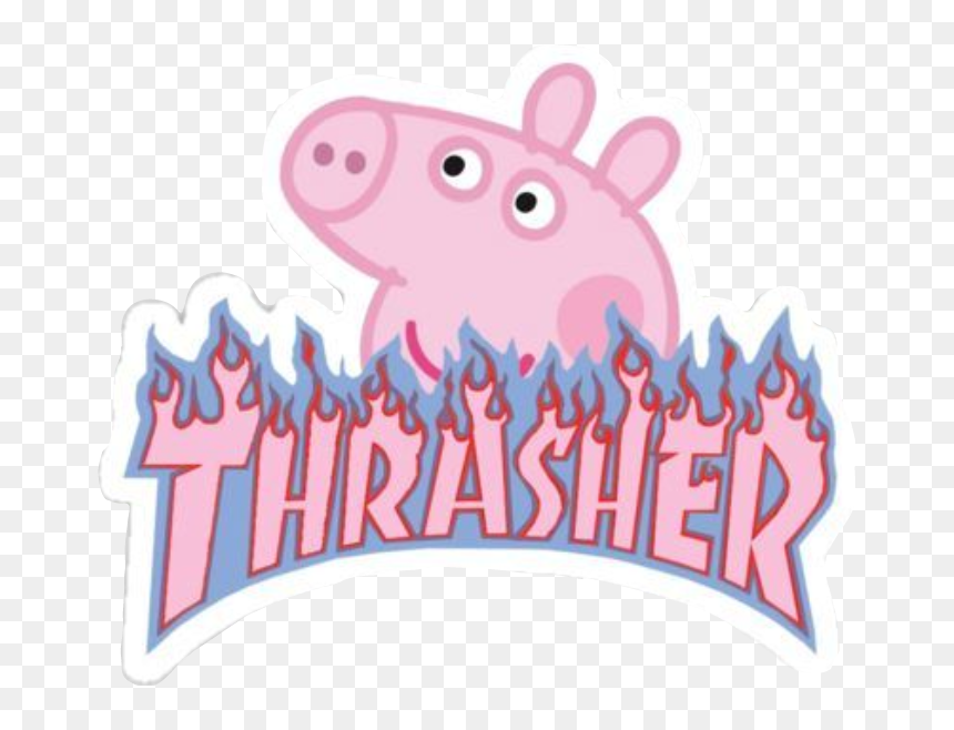 #peppa #peppapig #pink #thrasher #flame #fire #blue - Peppa Pig Thrasher Logo, HD Png Download - pink fire png