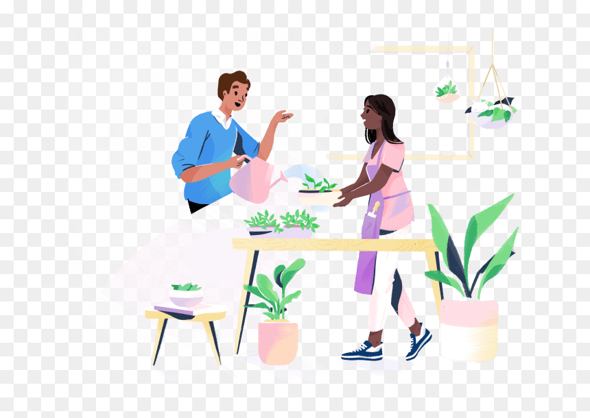 Man Watering Plant - Houseplant, HD Png Download - desk plant png