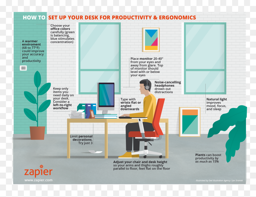 Desk Infographic - Set Up Your Office, HD Png Download - desk plant png