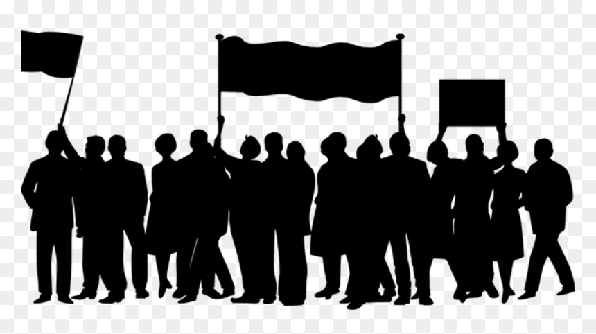 Silhouette Of Protesters Marching With Flags And Banners - Lot Of People Png, Transparent Png - groups of people png