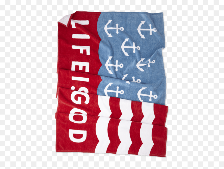 Anchor Wave Flag Beach Towel - Linens, HD Png Download - red anchor png