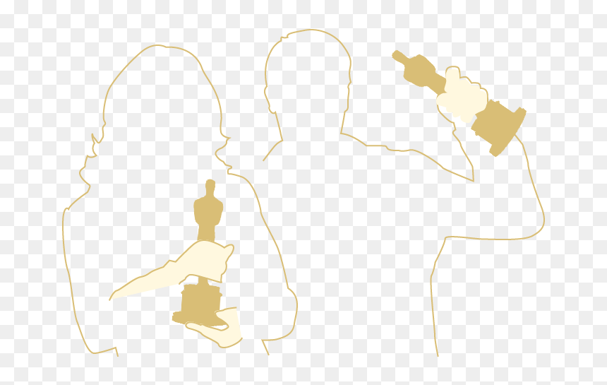 Woman Clutching Statuette And Man Hoisting It - Illustration, HD Png Download - oscar statuette png
