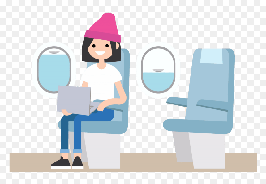 Transparent Blood Pressure Clipart - Girl Sitting On The Plane Cartoon, HD Png Download - computer chair png