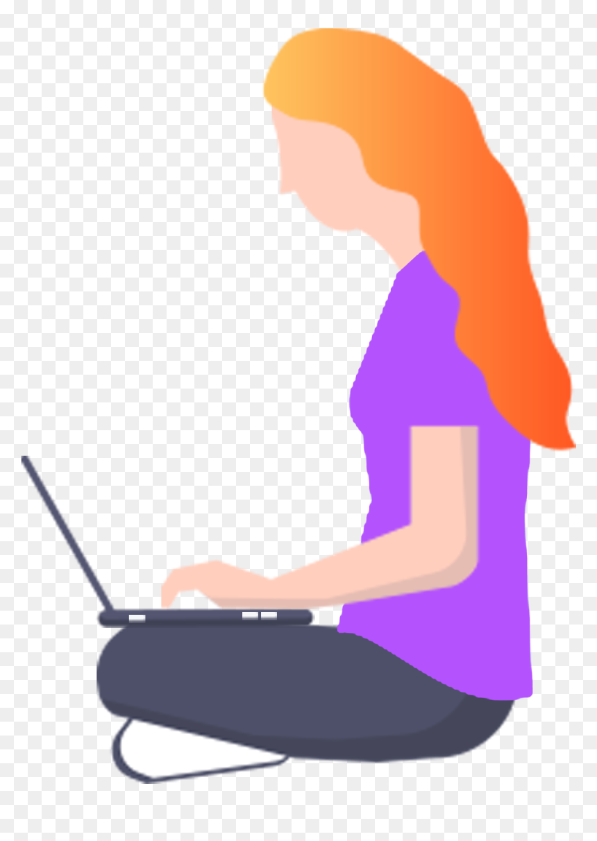 Flat Play Computer Girl Original Png And Psd - Sitting, Transparent Png - computer chair png