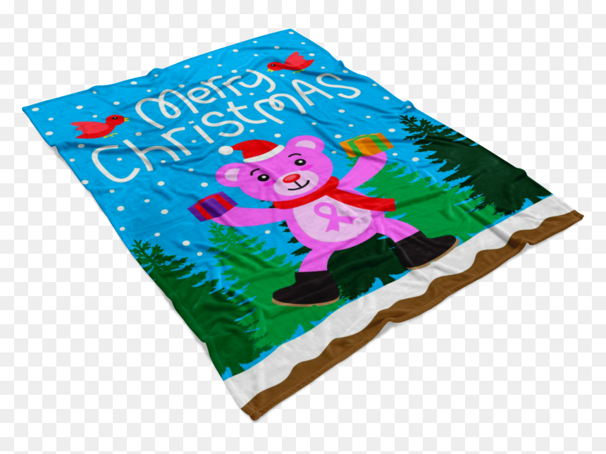 Christmas Bear Pink Ribbon Gift Blanket"
 Data-zoom="//cdn - Cartoon, HD Png Download - christmas bear png