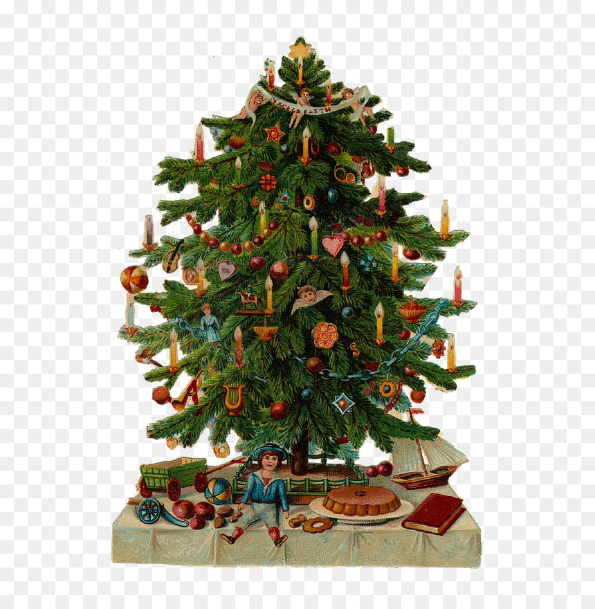 Zibi Vintage Scrap - Vintage Christmas Tree Clip Art, HD Png Download - vintage christmas ornaments png
