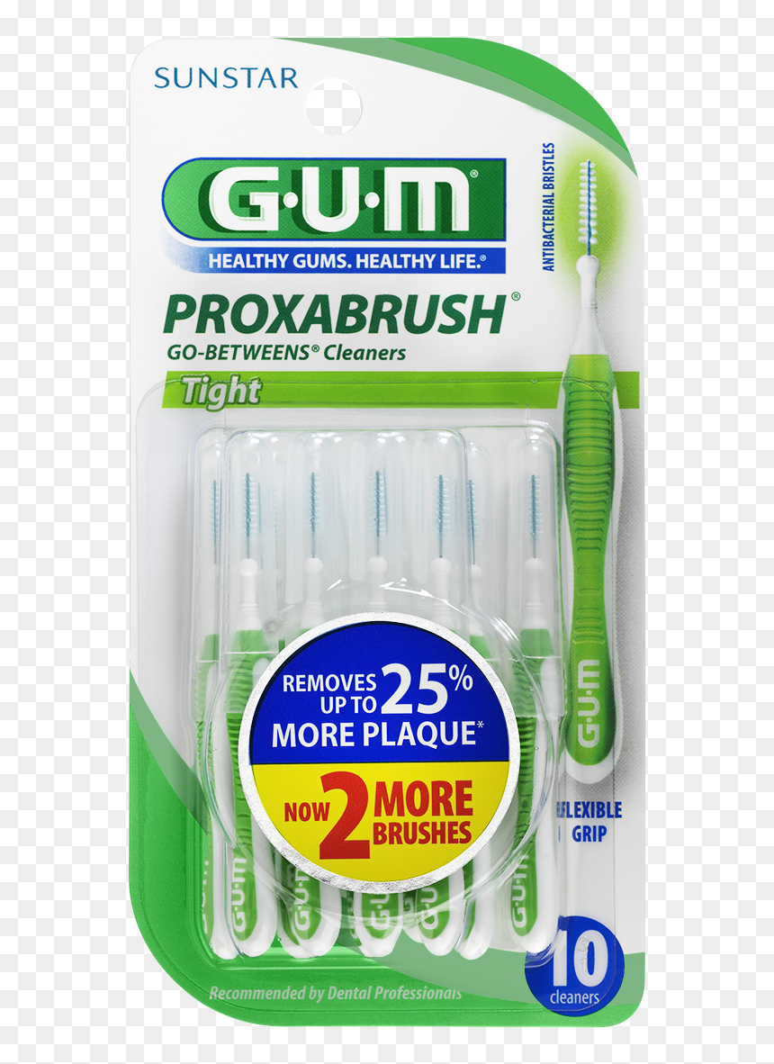 Gum® Go-betweens® Proxabrush® Cleaners, Tight, 10 Ct - Gum Proxabrush, HD Png Download - brushing teeth png