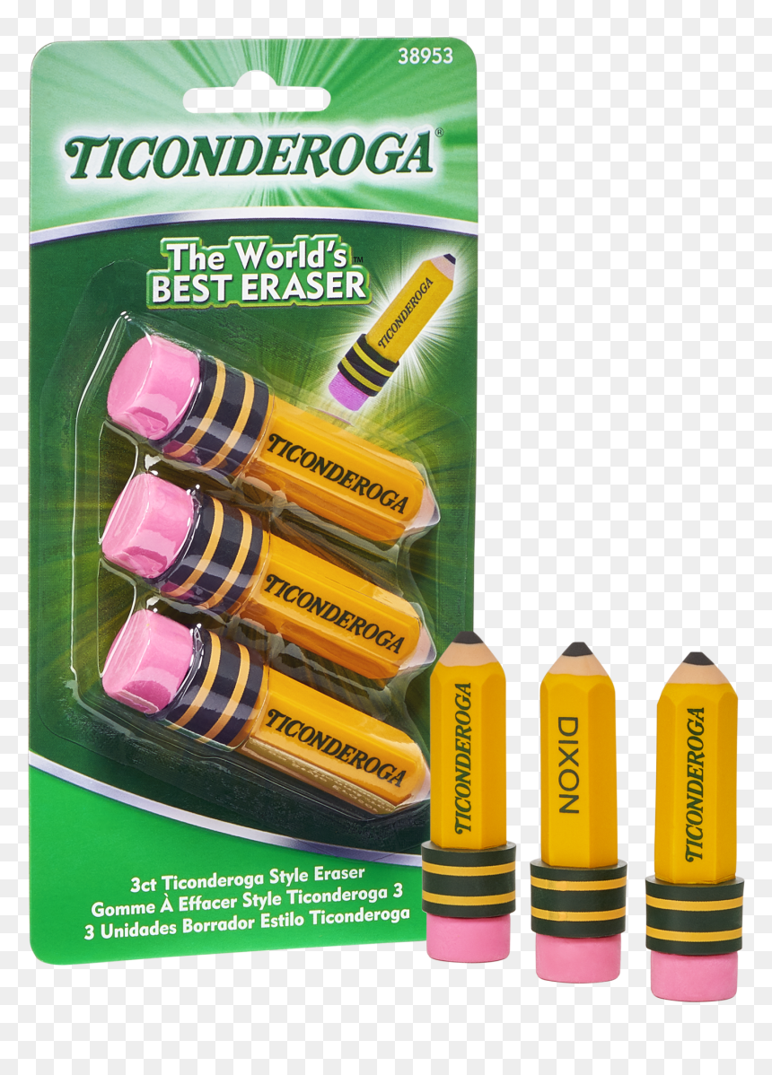 Ticonderoga 3 Pencils, HD Png Download - pink eraser png