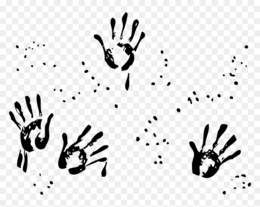 Handprints - Finger Painting Clipart Black And White, HD Png Download - handprints png