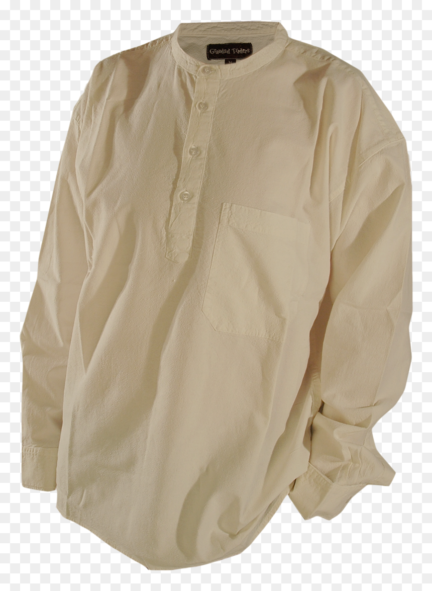Collarless Shirt Grandad Shirt Crushed Cotton Cream - Cream Grandad Shirt, HD Png Download - blouse png