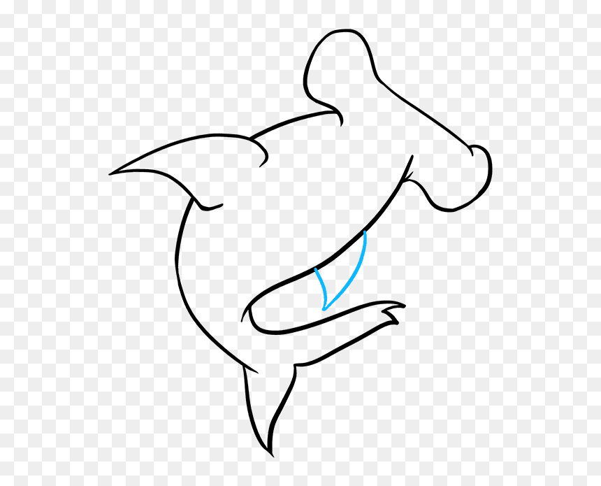 Drawing Shark Body Transparent Png Clipart Free Download - Step How To Draw Hammerhead, Png Download - shark mouth png