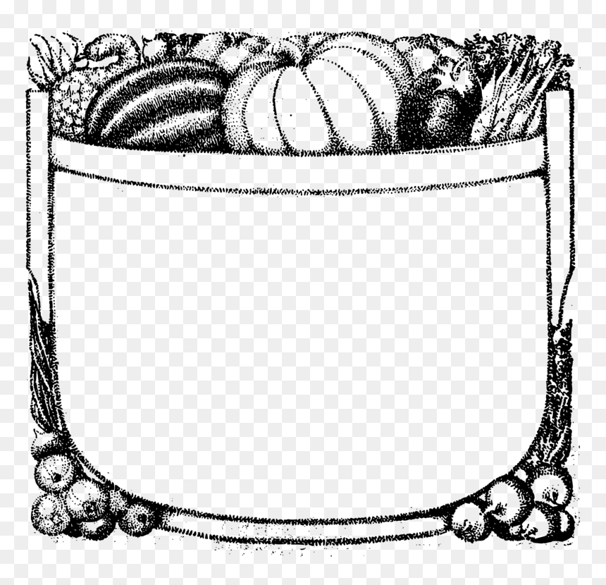 Food And Vegetables Png Black And White - Thanksgiving Frame Clipart Black And White, Transparent Png - fruits and veggies png
