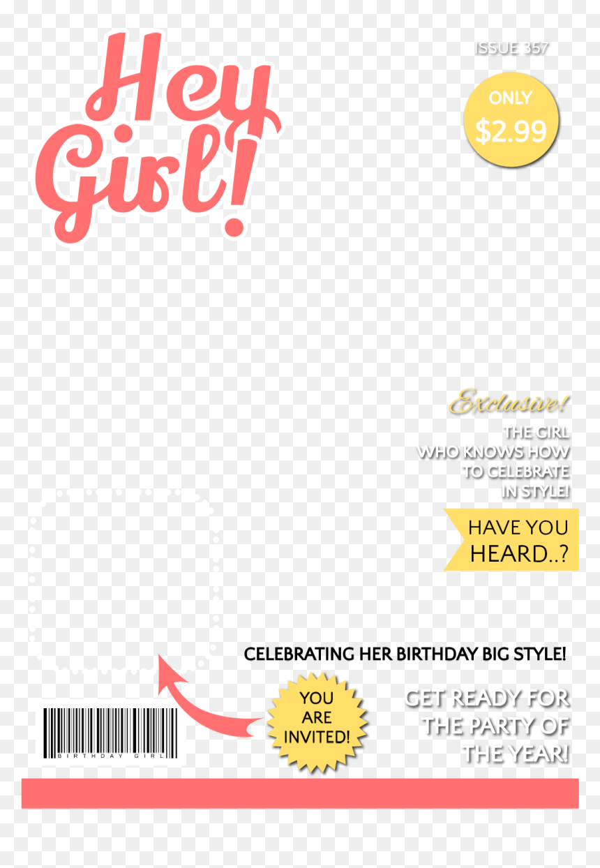 Cover Girl Magazine Template, HD Png Download - magazine cover template png