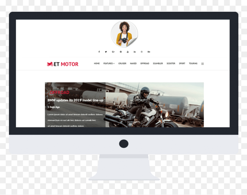 Et Motor Free Responsive Joomla Template Desktop - Computer Monitor, HD Png Download - magazine cover template png