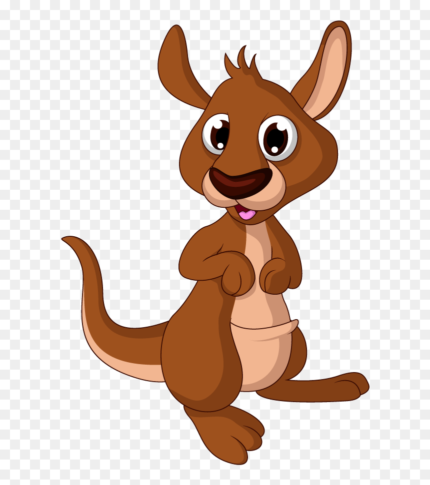 Cartoon Illustration Brown Transprent - Baby Kangaroo Cartoon, HD Png Download - kangaroo clipart png